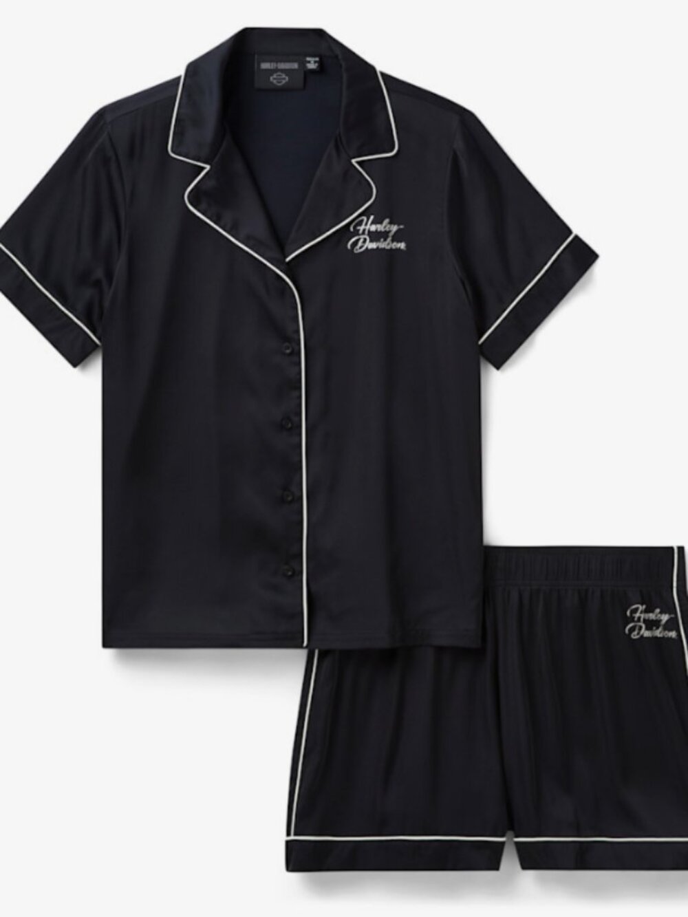Women's Satin Short Set - Harley Black